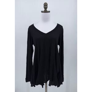 Jude Brand Womens Black Jersey V Neck Long Sleeve A Line Tunic Top Sz XL